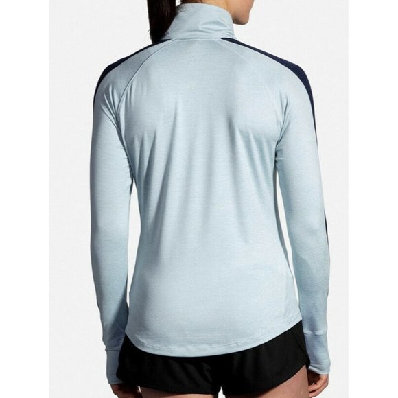 BROOKS NWT Heather Glacier/Navy Dash 1/2 Zip Running Jacket Women’s Small - Picture 4 of 12